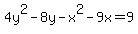 4y%5E2-8y-x%5E2-9x=9