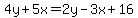 4y+%2B+5x+=+2y+-+3x+%2B+16