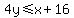 4y+%3C=+x%2B16