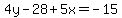 4y-28%2B5x=-15