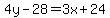 4y-28=3x%2B24