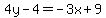 4y-4=-3x%2B9