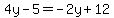 4y-5=-2y%2B12