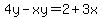 4y-xy=2%2B3x