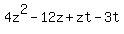4z%5E2-12z+%2B+zt-3t