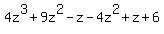 4z%5E3%2B9z%5E2-z-4z%5E2%2Bz%2B6