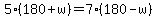 5%28180%2Bw%29=7%28180-w%29