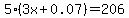 5%283x%2B0.07%29=206