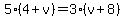5%284%2Bv%29=3%28v%2B8%29