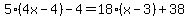 5%284x-4%29-4=18%28x-3%29%2B38