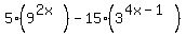5%289%5E%282x%29%29+-+15%283%5E%284x-1%29%29