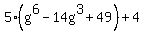 5%28g%5E6-14g%5E3%2B49%29%2B4+