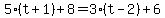 5%28t%2B1%29%2B8=+3%28t-2%29%2B6