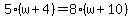 5%28w%2B4%29=8%28w%2B10%29