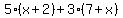 5%28x%2B2%29%2B3%287%2Bx%29