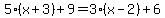 5%28x%2B3%29%2B9=3%28x-2%29%2B6