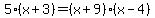 5%28x%2B3%29=%28x%2B9%29%28x-4%29