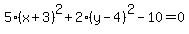 5%28x%2B3%29%5E2%2B2%28y-4%29%5E2-10=0