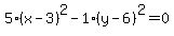 5%28x+-+3%29%5E2+-+1%28y+-+6%29%5E2+=+0