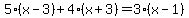 5%28x-3%29%2B4%28x%2B3%29=3%28x-1%29