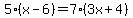 5%28x-6%29=7%283x%2B4%29