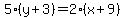 5%28y%2B3%29+=+2%28x%2B9%29