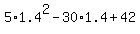 5%2A1.4%5E2+-+30%2A1.4+%2B+42