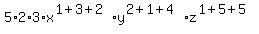 5%2A2%2A3%2Ax%5E%281%2B3%2B2%29%2Ay%5E%282%2B1%2B4%29%2Az%5E%281%2B5%2B5%29