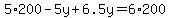 5%2A200-5y%2B6.5y=6%2A200