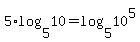 5%2Alog%285%2C10%29+=+log%285%2C10%5E5%29