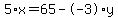 5%2Ax+=+65+-+-3%2Ay