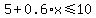 5%2B0.6%2Ax%3C=10
