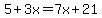 5%2B3x=7x%2B21