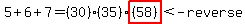 5%2B6%2B7+=+%2830%29%2835%29highlight%28%2858%29%29%3C-reverse%29