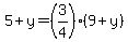 5%2By=%283%2F4%29%289%2By%29