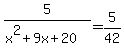 5%2F%28x%5E2%2B9x%2B20%29+=+5%2F42