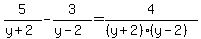 5%2F%28y%2B2%29++-+3%2F%28y-2%29++=+4%2F%28%28y%2B2%29%28y-2%29%29