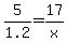 5%2F1.2+=+17%2Fx