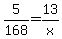 5%2F168+=+13%2Fx