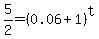 5%2F2+=+%280.06+%2B+1%29%5Et