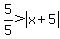 5%2F5+%3E+abs%28x+%2B+5%29