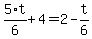 5%2F6%2At%2B4=2-t%2F6