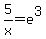 5%2Fx+=+e%5E3