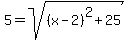 5=sqrt%28%28x-2%29%5E2%2B25%29