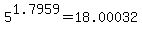 5%5E1.7959=18.00032