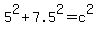 5%5E2%2B7.5%5E2=c%5E2