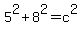 5%5E2+%2B+8%5E2+=+c%5E2