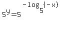 5%5Ey+=+5%5E%28-log%285%2C%28+-x%29%29%29