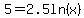 5+=+2.5ln%28x%29