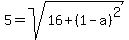 5+=+sqrt%2816+%2B+%281-a%29%5E2%29